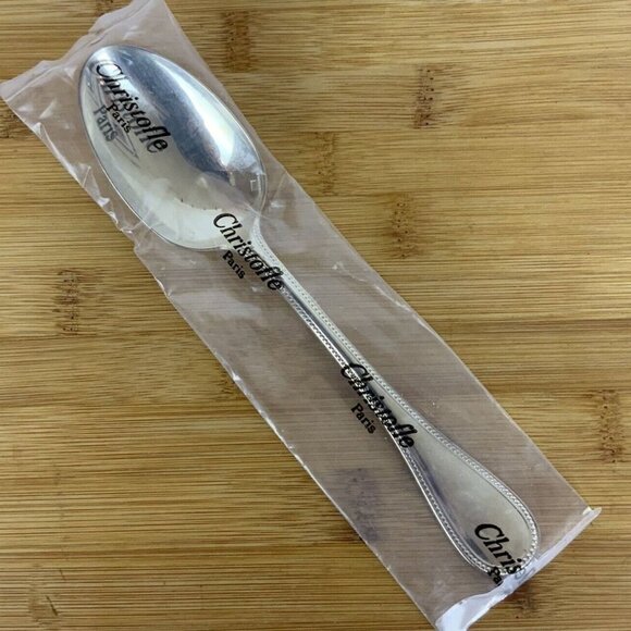 Christofle France Perles ONE Oval Soup Spoon Silverplate Flatware Discontinued - Picture 6 of 7